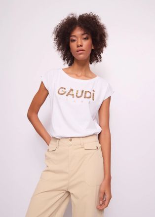Дамска тениска с лого и кристали GAUDI (SKU)511BD64025