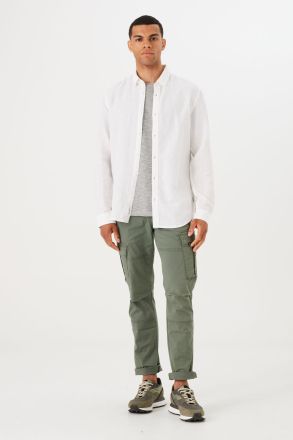 Men's white linen shirt - cool style and comfort GARCIA (SKU) Z1170