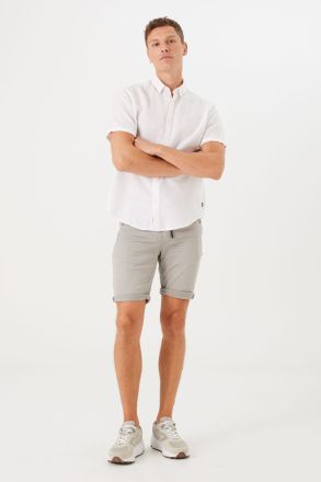 White men's linen shirt with short sleeves GARCIA (SKU) Z1171-50