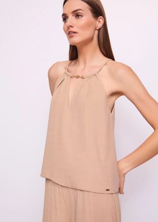 Elegant women's top with gold details GAUDI (SKU) 511FD44002