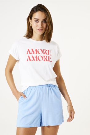 White women's t-shirt with inscription - style and comfort! GARCIA (SKU)E50201
