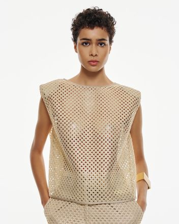 Дамски мрежест топ с златен оттенък ACCESS FASHION (SKU) 2185