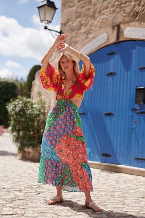 Summer women's boho dress with midi length - comfort and style DERHY (SKU) P310102