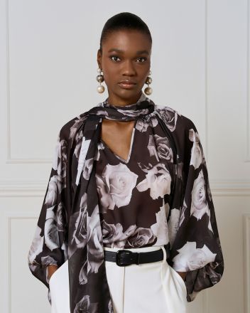Елегантна дамска риза с V деколте с вратовръзка ACCESS FASHION (SKU) 2167