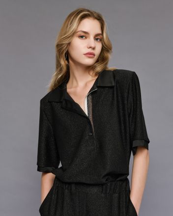 Дамска блуза от лурекс с къси ръкави ACCESS FASHION (SKU) 2080
