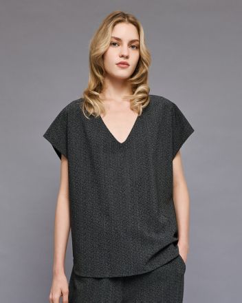 Ladies' short-sleeved blouse with crystals - style and comfort ACCESS FASHION (SKU) 2047