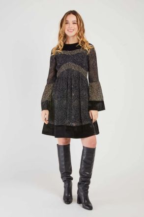Women's short dress with velvet details DELOS - elegance and style DERHY (SKU) A510032