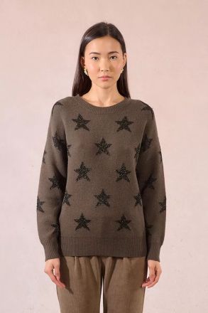 Women's knitted sweater in khaki color - style and comfort MOLLY BRACKEN (SKU) LA855BDN