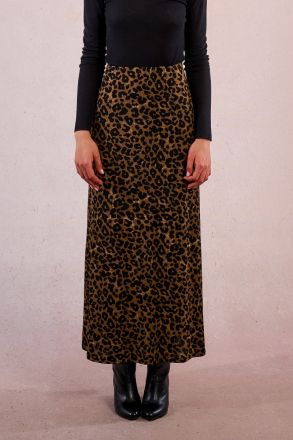 Long sheer skirt with leopard print MOLLY BRACKEN (SKU) T2090DN