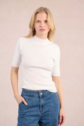 Women's fitted short-sleeve polo in white MOLLY BRACKEN (SKU) E1465DN