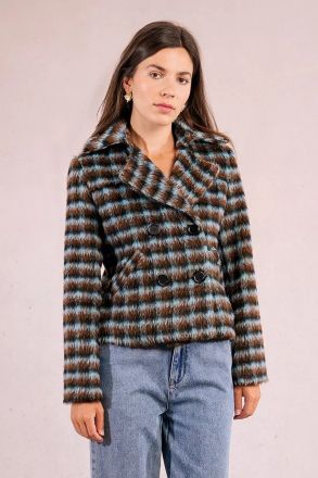 Short women's checkered coat - style and comfort MOLLY BRACKEN (SKU) P1831BDH