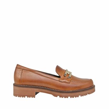 Elegant brown genuine leather loafers for women. PITILLOS (SKU)10775.