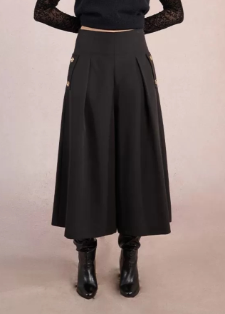 Елегантен Черен Дамски Панталон с Широки Крачоли MOLLY BRACKEN (SKU) P1849DN