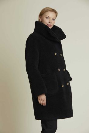 Elegant black women's coat - for every day DERHY (SKU) A185007