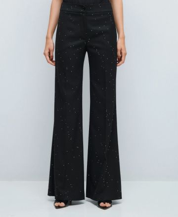 Black Elegant Women's Pants with Sequins ACCESS FASHION (SKU) 5093