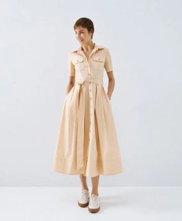 Дамска разкроена рокля-риза миди дължина ACCESS FASHION (SKU)3318 