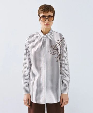 Дамска раирана риза с бродерия ACCESS FASHION (SKU)7034