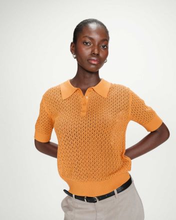 VATHI Блуза: Елегантно фино плетиво с къси ръкави GRACE & MILA (SKU) 17136