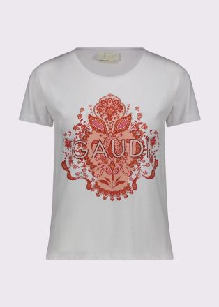 Дамска памучна тениска с принт - стил и комфорт GAUDI (SKU) 611BD64047
