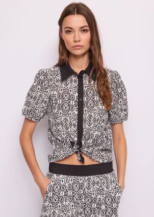 Памучна дамска риза с къс ръкав - елегантна и удобна GAUDI (SKU) 611BD45012