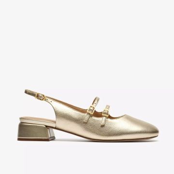 Златни сандали с нисък ток - Елегантна стъпка! CLARKS (SKU)26185876