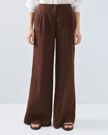 Кафе панталон с широки крачоли - елегантен комфорт ACCESS FASHION (SKU) 5007