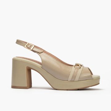 Кремави сандали на висок ток - елегантност и стил!PITILLOS (SKU)20322