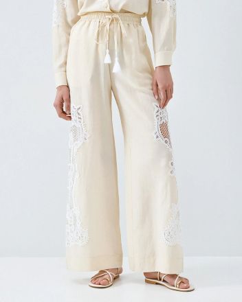 Елегантен панталон с дантела и висока талия ACCESS FASHION (SKU) 5039