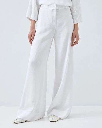 White viscose linen trousers - elegant comfort ACCESS FASHION (SKU) 5032