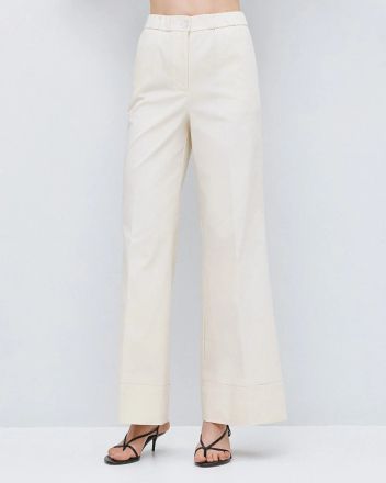 Мръсно Бели Дамски Панталони с Висока Талия ACCESS FASHION (SKU) 5044