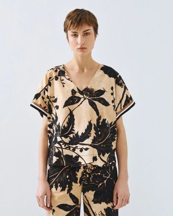 Флорална блуза с къс ръкав - елегантна и стилна ACCESS FASHION (SKU) 2151