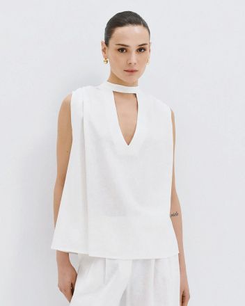 Бял Елегантен Дамски Топ - Класика и Стил ACCESS FAHION (SKU) 2085