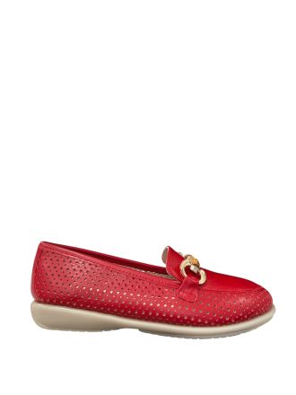 Дамска Ежедневна Обувка от Естествена Кожа - Наситено Червено, Модерен Стил.RELAX ANATOMIC (SKU)1723