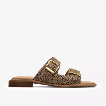 Дамски чехли с модерен животински принт, елегантни, удобни, нисък ток .CLARKS (SKU)26185802