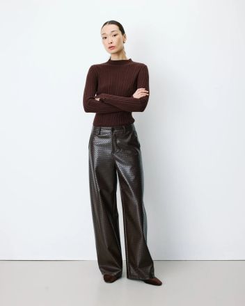 Women's eco-leather trousers with a knitted effect - modern and elegant! GRACE&MILA (SKU)13037