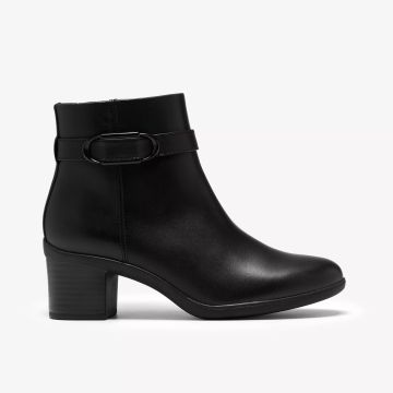 Elegant black women's casual ankle boot with a mid-heel for comfort and style. CLARKS (SKU) 26328291