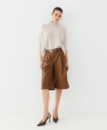 Стилни дамски бермуди от еко кожа с висока талия – Модерни и удобни!!!ACCESS FASHION (SKU)5031