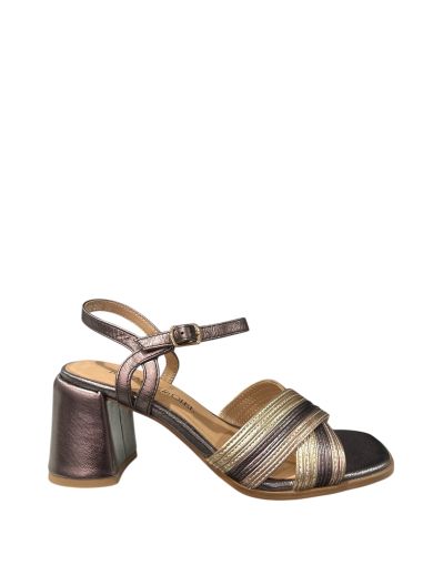 Elegant women's sandal in silver color with high heels REGARDE LE CIEL (SKU) MARISSA03