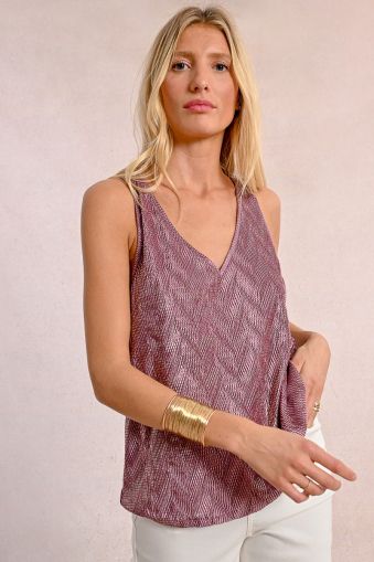 Women's shiny tank top with wide straps - for a comfortable look MOLLY BRACKEN (SKU) TW131DE