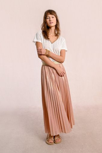 Women's pleated skirt with iridescent pearl effect - LIGHT PINK MOLLY BRACKEN (SKU) TW136DE