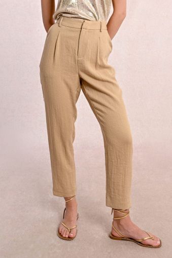 Women's high-waisted linen trousers MOLLY BRACKEN (SKU) P1792DP