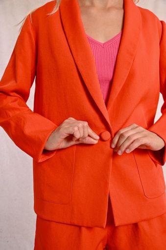 Women's straight blazer in warm orange - style and elegance MOLLY BRACKEN (SKU) P1770DP