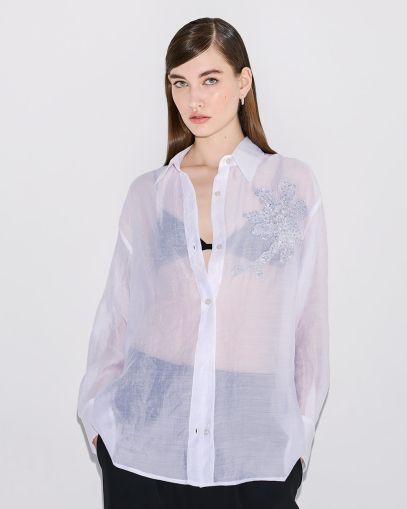 Дамска риза с флорална бродерия от пайети ACCESS FASHION (SKU) 7057