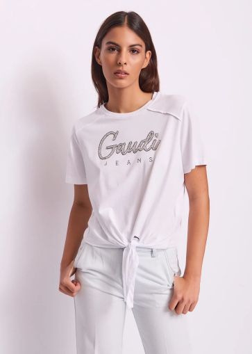 T-shirt with logo, cotton knot - style and comfort! GAUDI (SKU)511BD64029