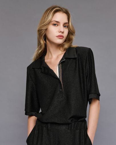 Дамска блуза от лурекс с къси ръкави ACCESS FASHION (SKU) 2080