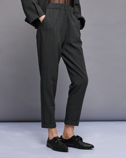 Women's high-waisted pants with crystals - style and elegance ACCESS FASHION (SKU) 5036