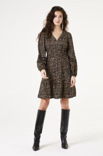 Women's short dress with ruffles and V-neck GARCIA (SKU) W40080