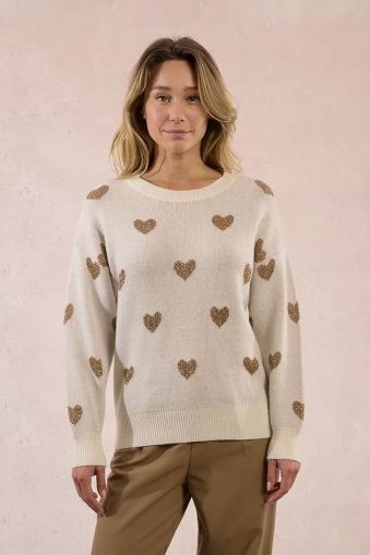 Women's knitted sweater with shiny hearts MOLLY BRACKEN (SKU) LA1774DN