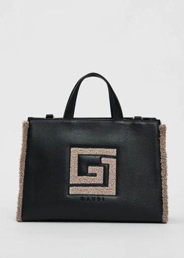 Women's handbag with plush details in black - style and elegance GAUDI (SKU) 12390
