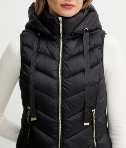 Black women's thermal jacket with hood - Warm and stylish solution! GAUDI (SKU)521BD35003.